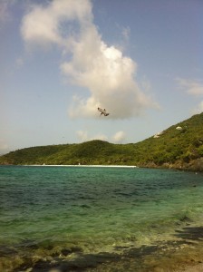 Pelicans fish for dinner at Jumbie Bay, a National Park beach on St. John.